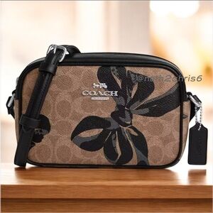 Coach MINI JAMIE CAMERA BAG IN SIGNATURE CANVAS WITH BOW PRINT NWT